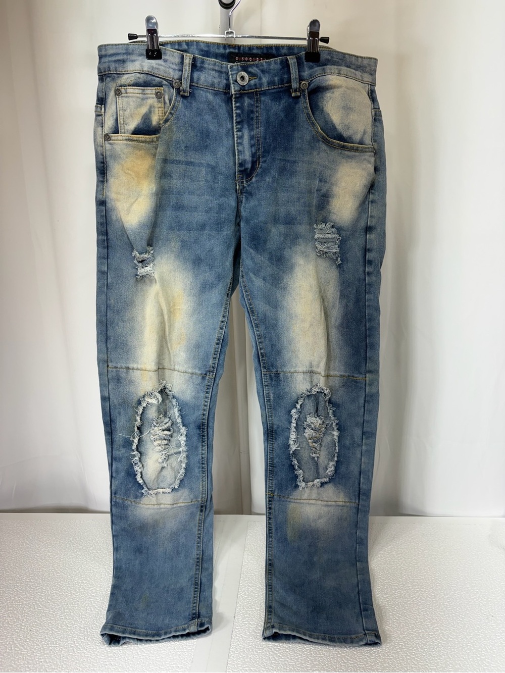 Society Light Blue Distressed Straight Jeans 3882